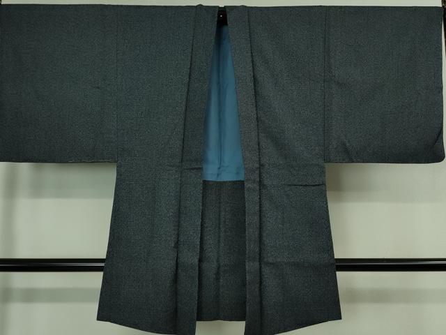 平和屋着物■極上　男性　紬　アンサンブル　長羽織　濃紺地　逸品　DZAB0424kh5