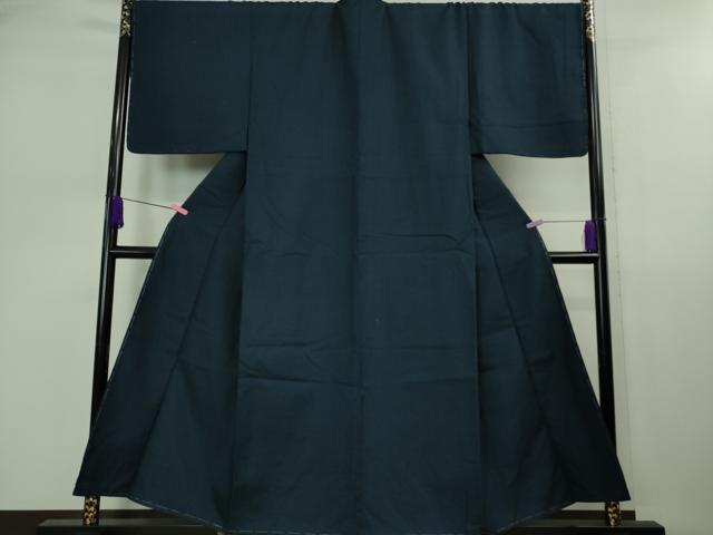 平和屋着物■極上 男性 紬 アンサンブル キングサイズ 長羽織 100亀甲 総詰め 濃藍色 羽裏・鷹 逸品 未使用 DZAB0434kh5