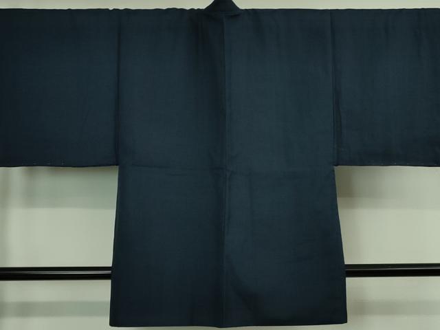 平和屋着物■極上 男性 紬 アンサンブル キングサイズ 長羽織 100亀甲 総詰め 濃藍色 羽裏・鷹 逸品 未使用 DZAB0434kh5