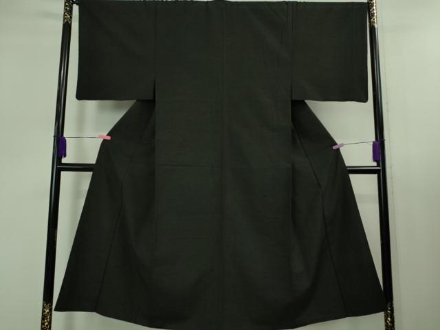 平和屋着物■極上 男性 紬 アンサンブル 長羽織 色無地 蝋色 羽織紐付き 逸品 DZAB0435kh5