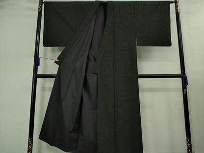 平和屋着物■極上 男性 紬 アンサンブル 長羽織 色無地 蝋色 羽織紐付き 逸品 DZAB0435kh5