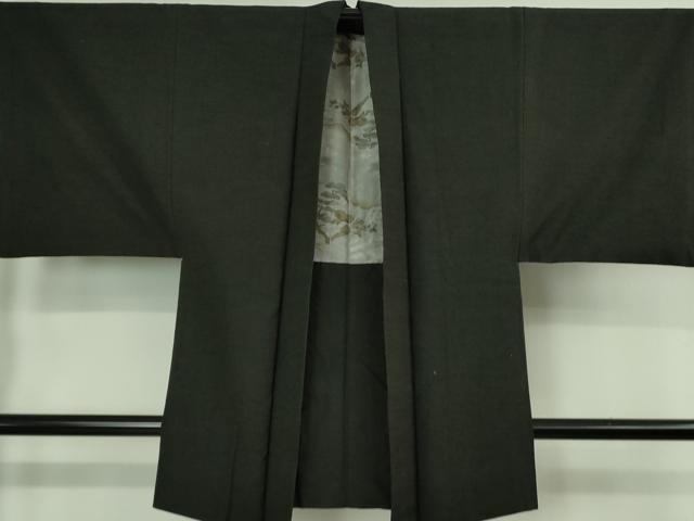 平和屋着物■極上 男性 紬 アンサンブル 長羽織 色無地 蝋色 羽織紐付き 逸品 DZAB0435kh5