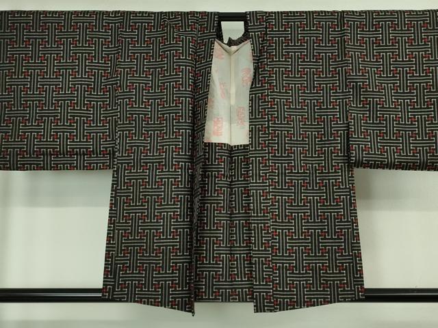 平和屋着物■希少 本場大島紬 龍郷絣 秋名バラ アンサンブル 羽織セット 逸品 DZAB0445kh5