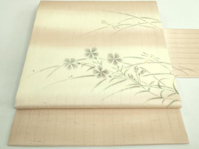 平和屋着物＊極上 夏物 九寸名古屋帯 手描き トンボ 蜻蛉 逸品 DZAB0453kh5