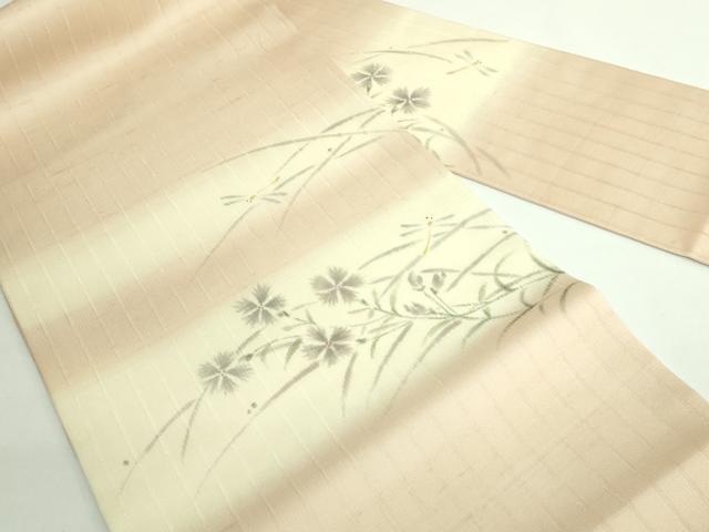 平和屋着物＊極上 夏物 九寸名古屋帯 手描き トンボ 蜻蛉 逸品 DZAB0453kh5