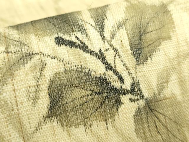 平和屋着物■極上　夏物　九寸名古屋帯　手描き　枝花文　麻　逸品　DZAB0458kh5