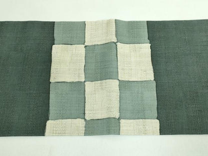 平和屋着物＊極上 夏物 九寸名古屋帯 市松文様 麻 逸品 DZAB0464kh5