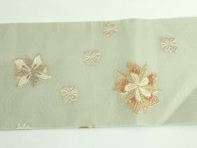 平和屋着物＊極上 夏物 九寸名古屋帯 唐織 舞花文 金糸 逸品 DZAB0465kh5