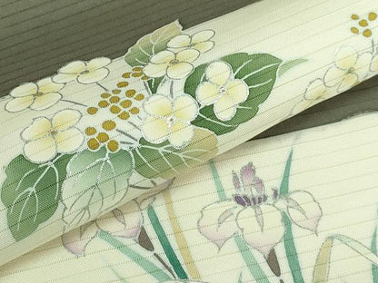 平和屋着物＊極上 夏物 絽塩瀬 九寸名古屋帯 枝花文 濃い鶸茶色地 銀彩 逸品 DZAB0469kh5