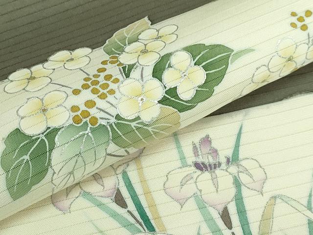 平和屋着物＊極上 夏物 絽塩瀬 九寸名古屋帯 枝花文 濃い鶸茶色地 銀彩 逸品 DZAB0469kh5