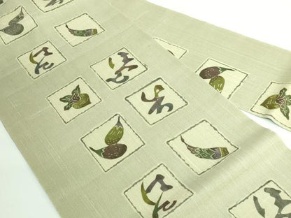 平和屋着物＊極上 夏物 九寸名古屋帯 紅型 いろは唄 成り物 逸品 DZAB0471kh5