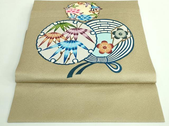 平和屋着物●極上 本場琉球紅型 つけ帯 雪輪花丸文 小田急百貨店扱い 逸品 DZAB0474kh5