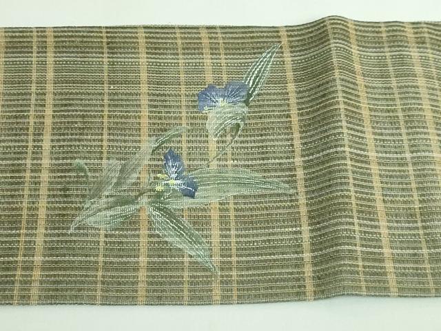 平和屋着物＊極上 夏物 九寸名古屋帯 手描き 枝花文 逸品 DZAB0478kh5