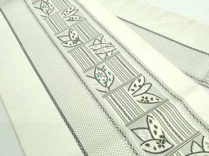 平和屋着物●極上 本場筑前博多織 八寸名古屋帯 舞桜間道 証紙付き 逸品 DZAB0486kh5
