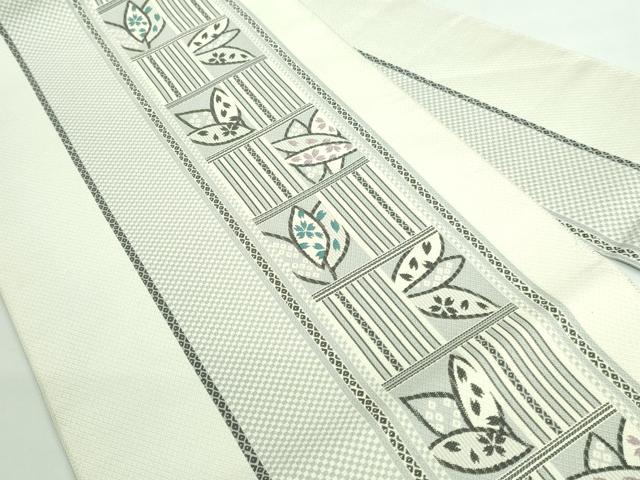 平和屋着物●極上 本場筑前博多織 八寸名古屋帯 舞桜間道 証紙付き 逸品 DZAB0486kh5