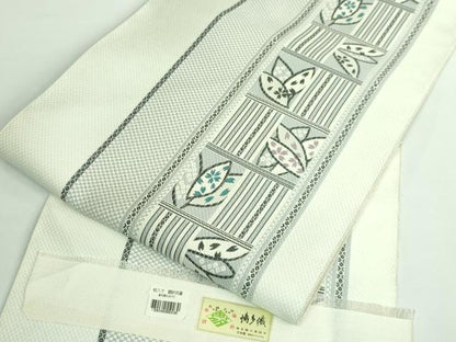 平和屋着物●極上 本場筑前博多織 八寸名古屋帯 舞桜間道 証紙付き 逸品 DZAB0486kh5