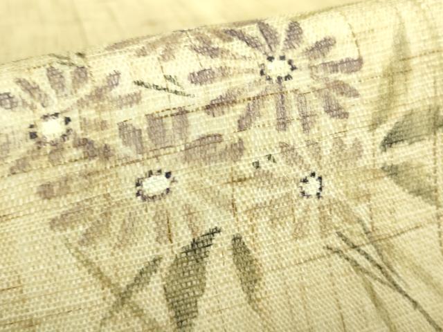 平和屋着物＊極上 夏物 九寸名古屋帯 手描き 枝花文 麻 逸品 DZAB0495kh5