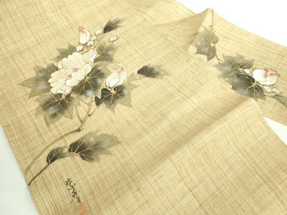 平和屋着物＊極上 夏物 染色作家 桐山紫香 手描き 八寸名古屋帯 枝花文 金彩 逸品 DZAB0496kh5