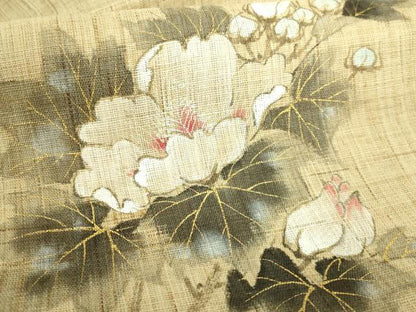 平和屋着物＊極上 夏物 染色作家 桐山紫香 手描き 八寸名古屋帯 枝花文 金彩 逸品 DZAB0496kh5