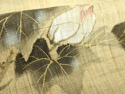 平和屋着物＊極上 夏物 染色作家 桐山紫香 手描き 八寸名古屋帯 枝花文 金彩 逸品 DZAB0496kh5