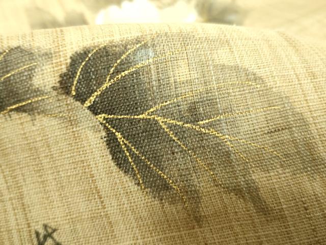 平和屋着物＊極上 夏物 染色作家 桐山紫香 手描き 八寸名古屋帯 枝花文 金彩 逸品 DZAB0496kh5
