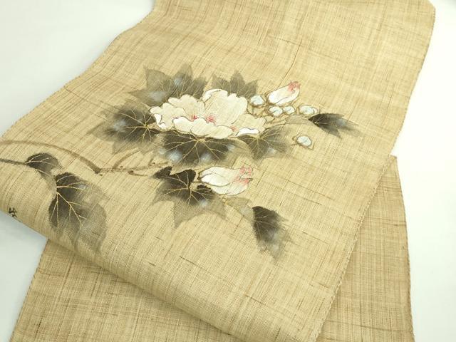 平和屋着物＊極上 夏物 染色作家 桐山紫香 手描き 八寸名古屋帯 枝花文 金彩 逸品 DZAB0496kh5