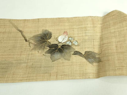 平和屋着物＊極上 夏物 染色作家 桐山紫香 手描き 八寸名古屋帯 枝花文 金彩 逸品 DZAB0496kh5