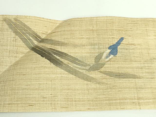 平和屋着物＊極上 夏物 染色作家 桐山紫香 手描き 九寸名古屋帯 杜若 麻 金彩 逸品 DZAB0497kh5