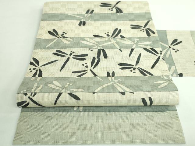 平和屋着物＊極上 夏物 九寸名古屋帯 蜻蛉 トンボ 三越扱い 麻 逸品 DZAB0500kh5