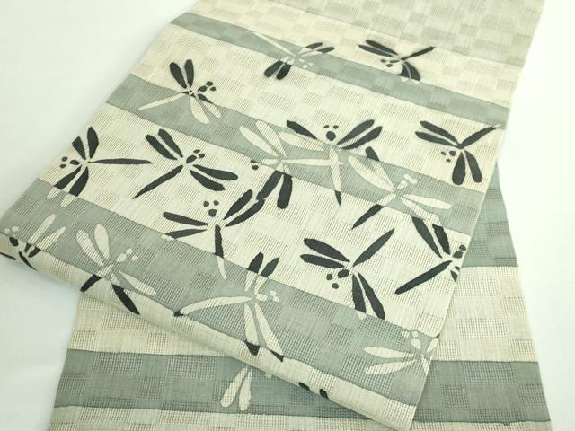 平和屋着物＊極上 夏物 九寸名古屋帯 蜻蛉 トンボ 三越扱い 麻 逸品 DZAB0500kh5