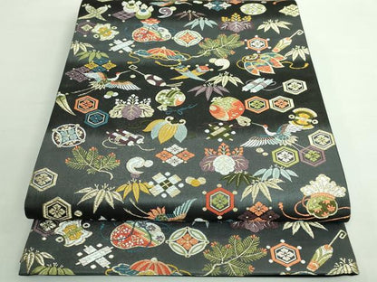 平和屋本店●極上 西陣の老舗 1782年創業 山下織物 内山晴祥 手描き 全通柄袋帯 唐織 福寿宝尽くし 証紙・共箱付き 逸品 DZAB0531kh5