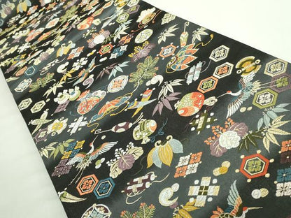 平和屋本店●極上 西陣の老舗 1782年創業 山下織物 内山晴祥 手描き 全通柄袋帯 唐織 福寿宝尽くし 証紙・共箱付き 逸品 DZAB0531kh5