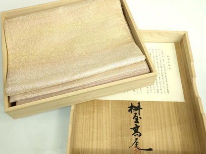 平和屋本店●極上 桝屋高尾 ねん金綴錦 全通柄袋帯 段霞文 金糸 共箱付き 逸品 DZAB0539kh5