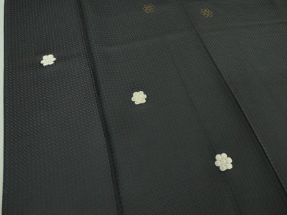 平和屋本店■極上　京都染織メーカー・貴久樹謹製　お召　金彩刺繍　附下調柄取り　青褐色地　ほていや扱い　証紙付き　逸品　DZAB0575kh5