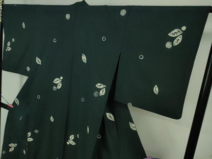平和屋着物■極上 越後片貝木綿 紺仁工房 片貝木綿 単衣 染め絞り 百入茶色地　小千谷織物謹製　やまと誂製　証紙付き　逸品　DZAB0579kh5