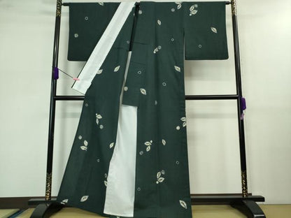 平和屋着物■極上 越後片貝木綿 紺仁工房 片貝木綿 単衣 染め絞り 百入茶色地　小千谷織物謹製　やまと誂製　証紙付き　逸品　DZAB0579kh5