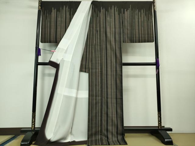 平和屋本店■極上　本場大島紬　ロング丈　9マルキ　摩天楼　マンハッタン　阿多利謹製　京都きもの友禅扱い　証紙付き　逸品　DZAB0583kh5