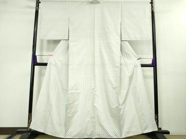 平和屋着物■極上　本場大島紬　白大島　単衣　市松文様　逸品　DZAB0584kh5