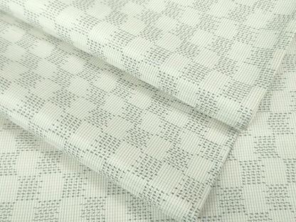 平和屋着物■極上　本場大島紬　白大島　単衣　市松文様　逸品　DZAB0584kh5