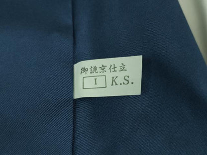 平和屋着物●極上 生紬 藍 格子 逸品 未使用 DZAB0588kh5