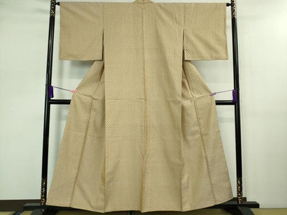 平和屋本店■極上　山下八百子　本場黄八丈　紬　市松綾織　逸品　DZAB0589kh5