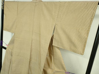 平和屋本店■極上　山下八百子　本場黄八丈　紬　市松綾織　逸品　DZAB0589kh5
