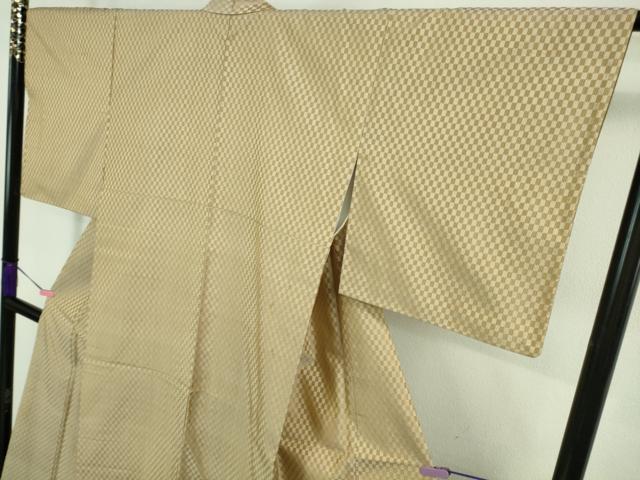 平和屋本店■極上　山下八百子　本場黄八丈　紬　市松綾織　逸品　DZAB0589kh5