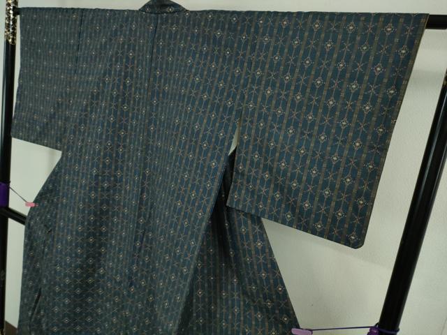 平和屋本店●極上 本場琉球 読谷山花織 紬地 青藍色地 逸品 未使用 DZAB0595kh5