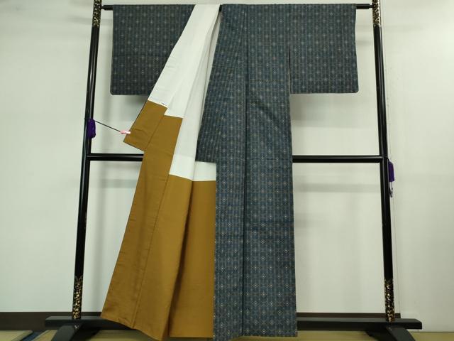 平和屋本店●極上 本場琉球 読谷山花織 紬地 青藍色地 逸品 未使用 DZAB0595kh5