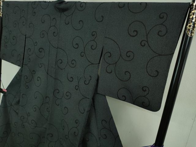 平和屋着物▽極上 本塩沢 単衣 唐草文 濃藍色地 逸品 DZAB0599kh5