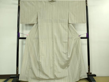平和屋着物▽極上 本塩沢 やまだ織 単衣 縞 逸品 未使用 DZAB0601kh5