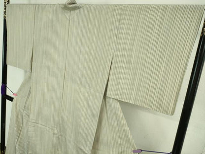 平和屋着物▽極上 本塩沢 やまだ織 単衣 縞 逸品 未使用 DZAB0601kh5