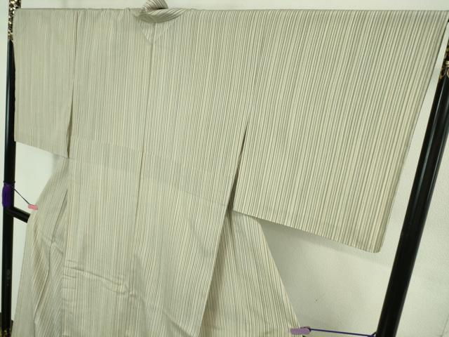 平和屋着物▽極上 本塩沢 やまだ織 単衣 縞 逸品 未使用 DZAB0601kh5