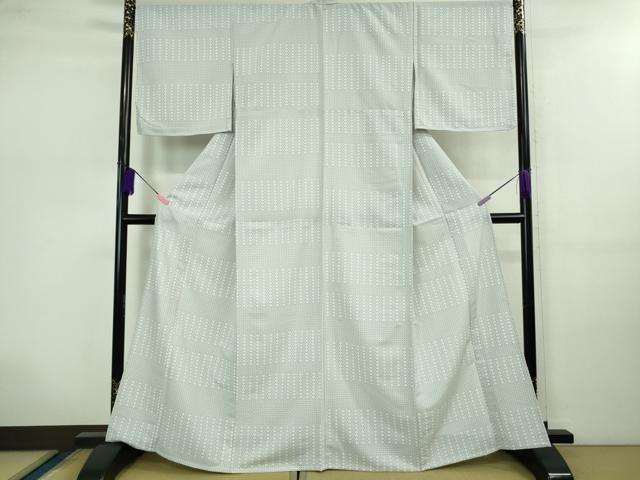 平和屋着物▽極上 森英恵・HANAE MORI 小紋 単衣 菱横段文 やまと誂製 洗える着物 逸品 未使用 DZAB0607kh5